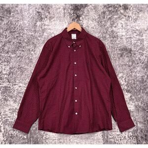 Brooks Brothers Shirt XL Mens Regent Fit Red Plaid Non Iron Embroidered Sheep